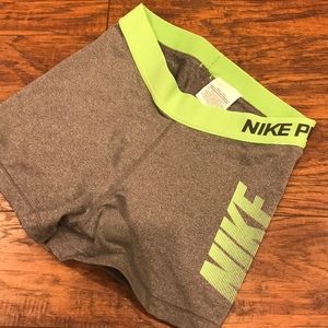 Nike Pro grey and green spandex